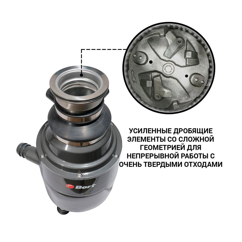 Измельчитель пищевых отходов BORT Ultimate 1500 - изображение 2